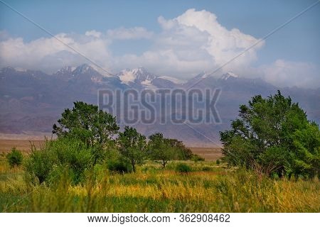 Kyrgyzstan. Kungei-alatau Mountain Range On The Northern Coast Of Lake Issyk-kul.