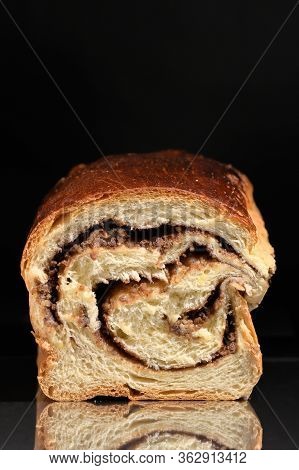 Romanian Easter Bread Cozonac On Black Background