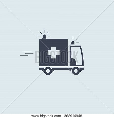 Ambulance Car. Vector Blue Symbol Help Aid Medicaid
