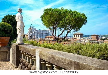 Rome, Italy - August 19, 2017: Colonna Palace, View On The City From The Terraced Gardens