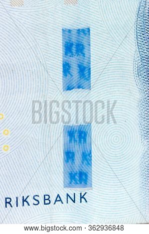 Pruszcz Gdanski, Poland - April 13, 2020: Plastic Security Strip In 100 Sek Banknote. Security Strip