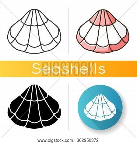 Closed Clam Black Glyph Icon. Tropical Seashell, Decorative Souvenir. Exotic Sealife, Conchology Sil
