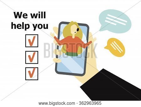 Customer Service. Customer Service Representative. Online Information Technology Concept Illustratio