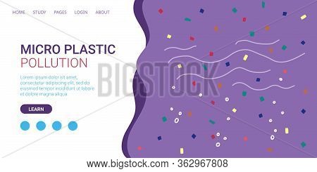 Banner Inscription Micro Plastic Pollution, Cartoon. Problem Global Accounting For Plastic Trash. Sm
