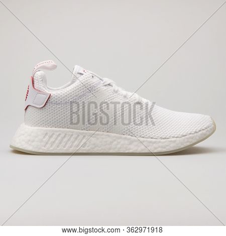 Vienna, Austria - February 14, 2018: Adidas Nmd R2 Cny White Sneaker On White Background.