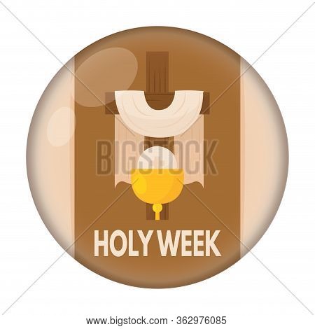 Holy Week Button. Cross, Chalice And Host - Vector