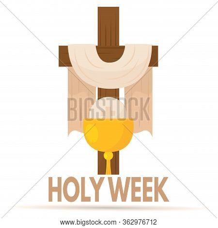 Holy Week Poster. Cross, Chalice And Host - Vector