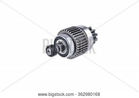 Starter Bendix, Car Starter Detail Close-up Isolate On White Background