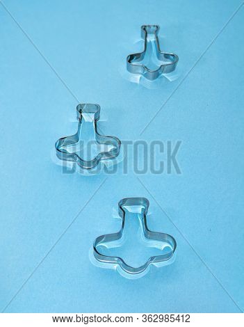 Metal Molds For Baking Cookies In The Form Of Airplanes.