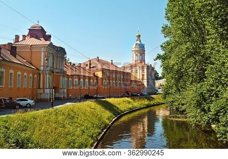 The Colorful Northen Building And The Riznica Tower Of Alexander Nevsky Lavra (monastery), Located A
