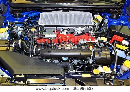 Pasay, Ph - April 7 - Subaru Wrx Sti Engine At Manila International Auto Show On April 7, 2018 In Pa