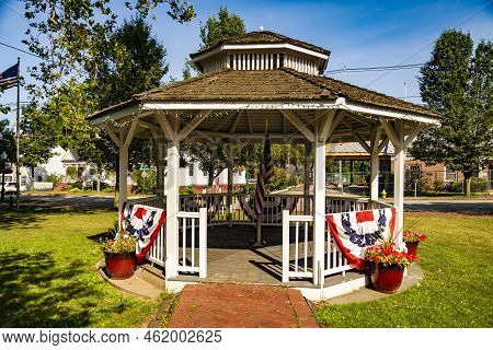 The Old And Historical Town Gazebo In Amesbury, Massachusetts, Usa
