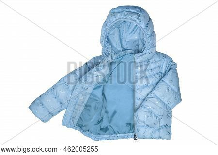 Childrens Winter Jacket. Stylish Pink Warm Winter Down Jacket For Kids Isolated On A White Backgroun