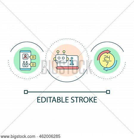 Chatbot In Informational Support Loop Concept Icon. Automatic Answering Algorithm. Digitization Abst