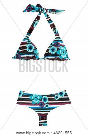 Halter strisce e fiori Bikini