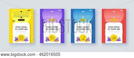 Simple Set Of Cpu Processor, Hold Document And Bitcoin Graph Line Icons. Poster Offer Design With Ph