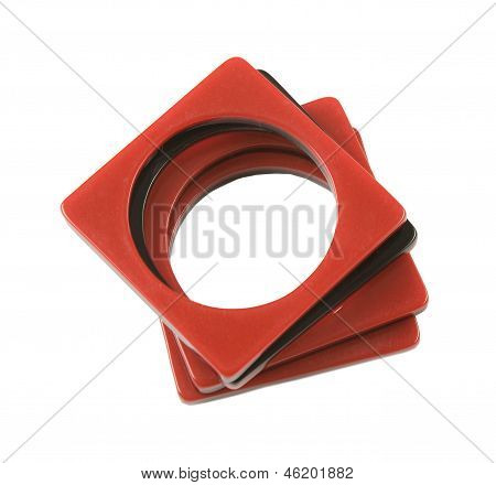 Bracciali quadrati bicolore in plastica