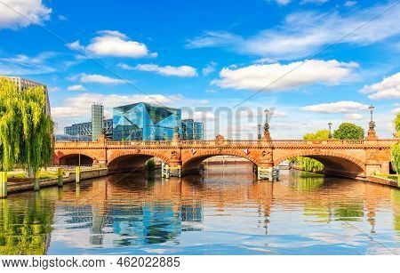Moltke Bridge Over The Spree River In The Downtown Of Berlin, Germany