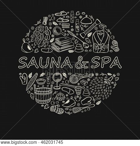 Suna And Spa Sketch In Circle Vector