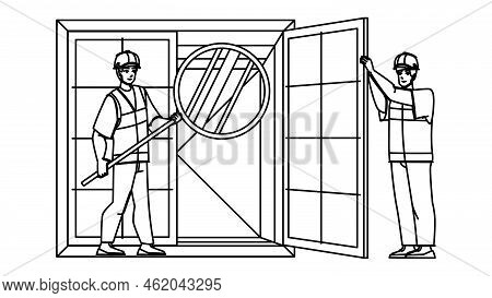 Cargo Inspection Line Pencil Drawing Vector. Industry Container, Shipping Business, Transportation W