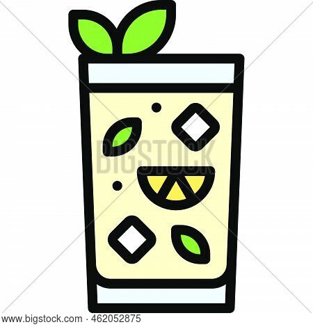 Rebujito Cocktail Icon, Alcoholic Mixed Drink Vector Illustration