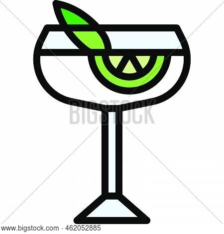 Sage Gimlet Cocktail Icon, Alcoholic Mixed Drink Vector Illustration