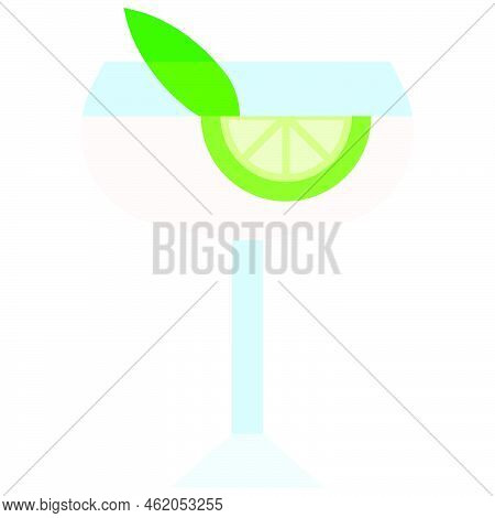 Sage Gimlet Cocktail Icon, Alcoholic Mixed Drink Vector Illustration