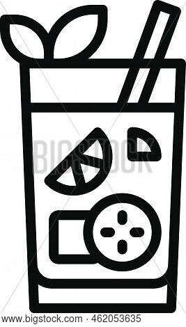 Pimm's Cup Cocktail Icon, Alcoholic Mixed Drink Vector Illustration