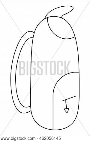Backpack For Book And Carrying Things With Straps. Sketch. Side View. Bag With A Pocket On A Lightni