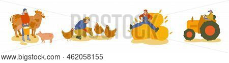 Country Life Scenes Creative Collection. Editable Vector Illustration