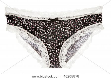 흰색 Lacework 작은 꽃 블랙 팬티
