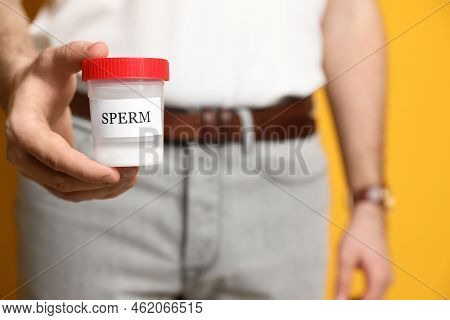 Donor Holding Container With Sperm, Closeup View