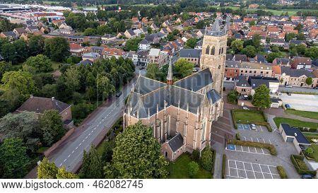 Sint-lenaarts, Brecht, Antwerp, Belgium, 6th Of June, 2022, Aerial View, Shot By A Drone Of The Late