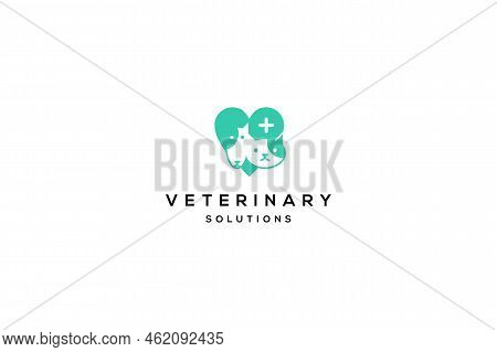 Template Veterinary Vector Logo Design Solution With Cat And Dog Images