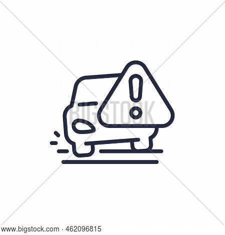 Pothole Warning Line Icon With A Car