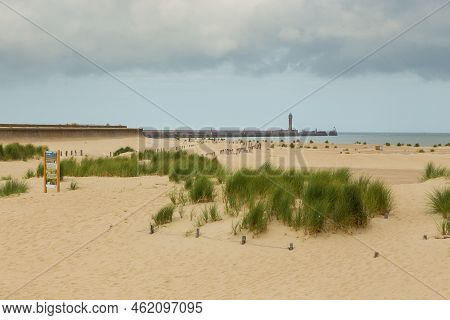 Dunkirk, France - 18 August 2018: Plage De Malo-les-bains, A Large Beach Known From Second World War