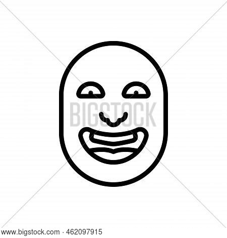 Black Line Icon For Humor Laughter Jocularity Jocosity Banter Happy Emoji Comic Expression