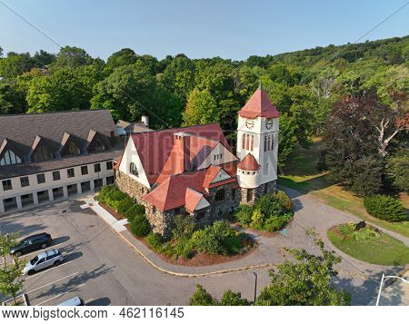 The First Church In Belmont Unitarian Universalist Aerial View At 404 Concord Avenue In Historic Tow
