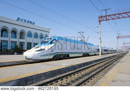 Bukhara, Uzbekistan - September 08, 2022: Talgo 250 