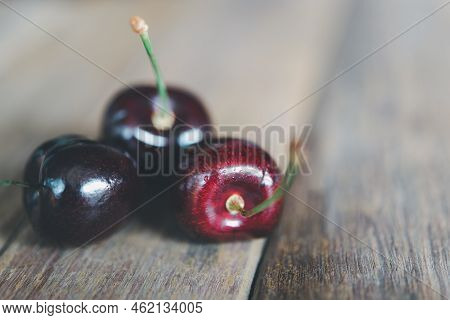 Cherry Fresh Berry Fruit Sweet Juicy On Wood Table