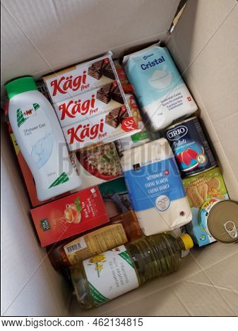 Collected Boxes With Humanitarian Aid Ready To Send Out To Ukrainian Temporary Moved Persons. Dnipro