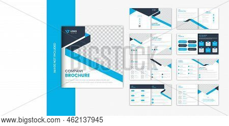 Corporate Square 16 Pages Brochure Design Template, Company Profile Vector