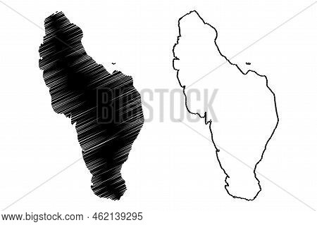 Sazan Island (republic Of Albania) Map Vector Illustration, Scribble Sketch Sazan Map