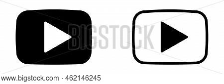 Play Button Icon Set. Start Buttons Sumbol. Player Button Flat Style. Video Audio Player Navigate Co