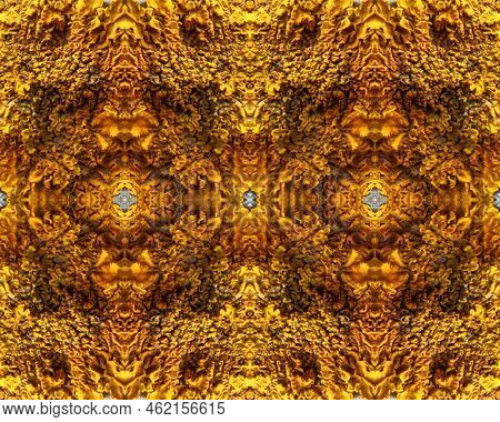 Unusual Texture, Gold Orange, Yellow Color, Folds, Wrinkles, Protrusions, Layers, Non-uniform Uneven