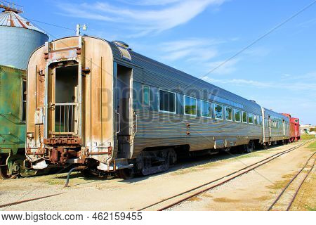 September 20, 2022 In Atchison, Ks:  Vintage Passenger Rail Car On Display At The Atchison, Ks Railr