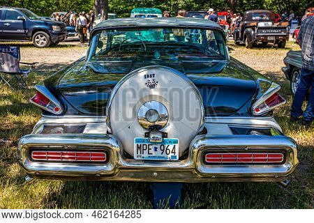 Falcon Heights, Mn - June 18, 2022: High Perspective Rear View Of A 1957 Mercury Montclair 4 Door Ha