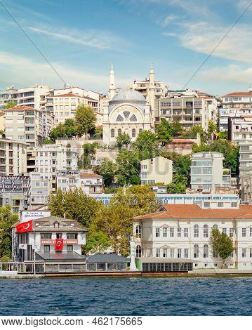 Istanbul, Turkey - August 29, 2022: View From Bosphorus Strait At Karakoy District Overlooking Cihan