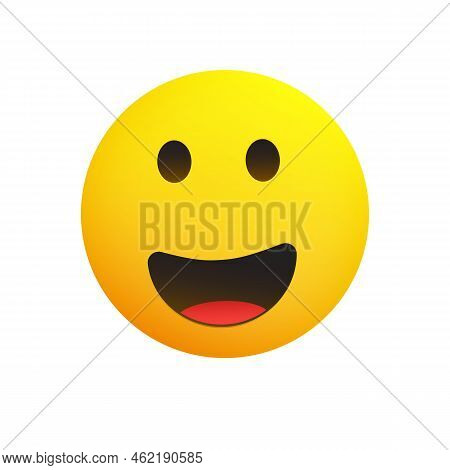 Smiling Emoji - Simple Happy Emoticon With Open Eyes  Iisolated On White Background - Vector Design