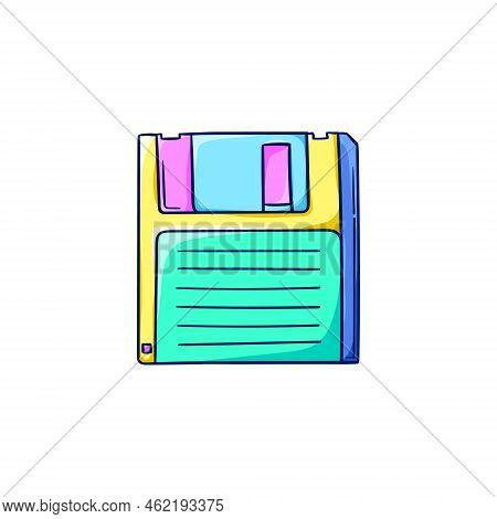 Floppy Disk Illustration. Retro Diskette. Retro Disk Storage. 90s Style Vector. 1990s Technology. No